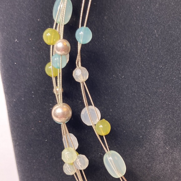 Light Pale Blue Green Beaded Necklace 18" 3" Extender - Picture 8 of 12